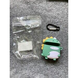 Green Silicone‎ Case for AirPods 1 2 Bluetooth Headset Charging dinosaur new
